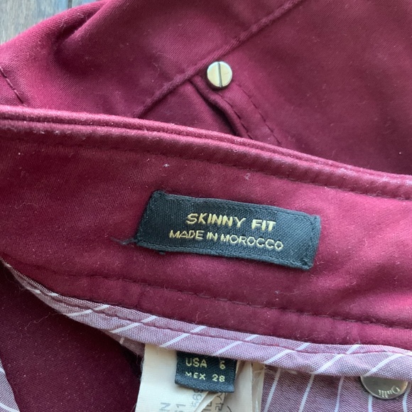 MASSIMO DUTTI Cropped Pants Burgundy Red. Size 6. - Picture 4 of 9